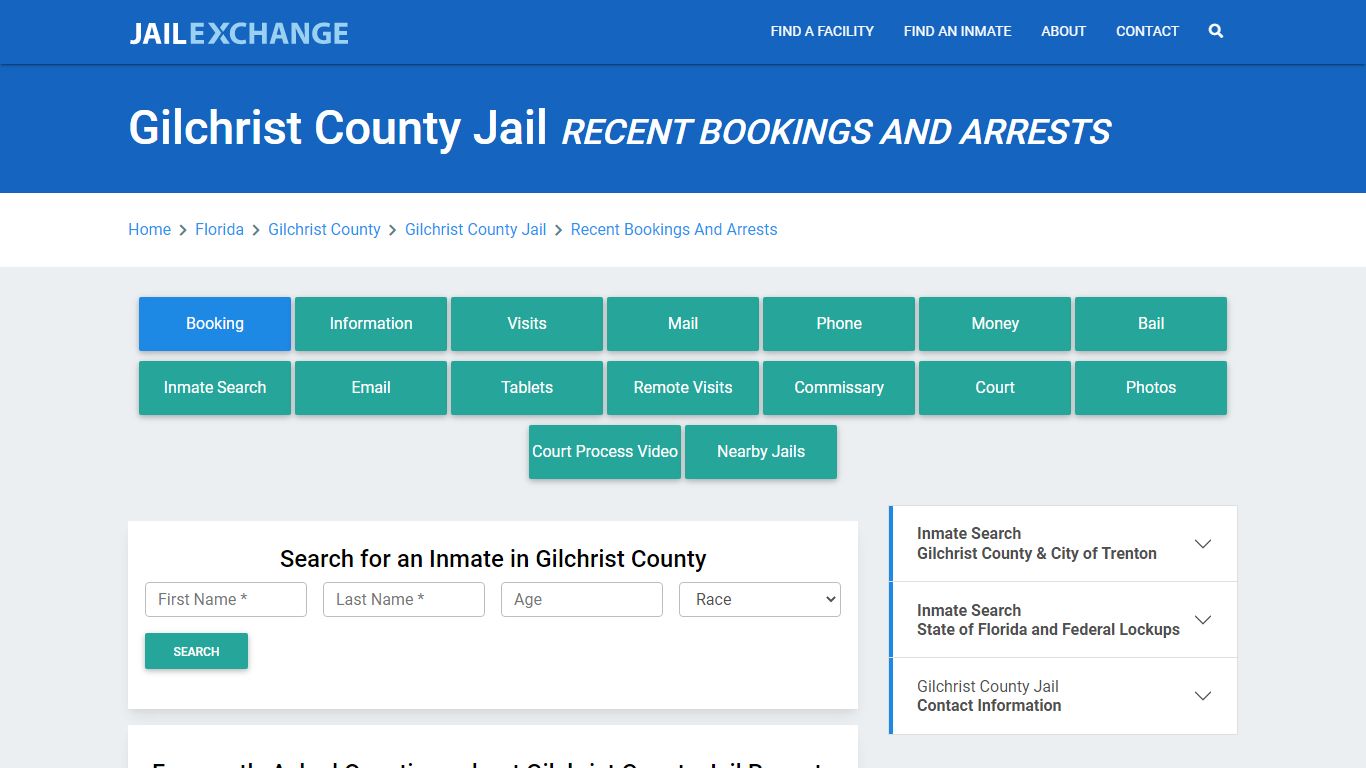 Gilchrist County Jail Recent Bookings And Arrests - Jail Exchange