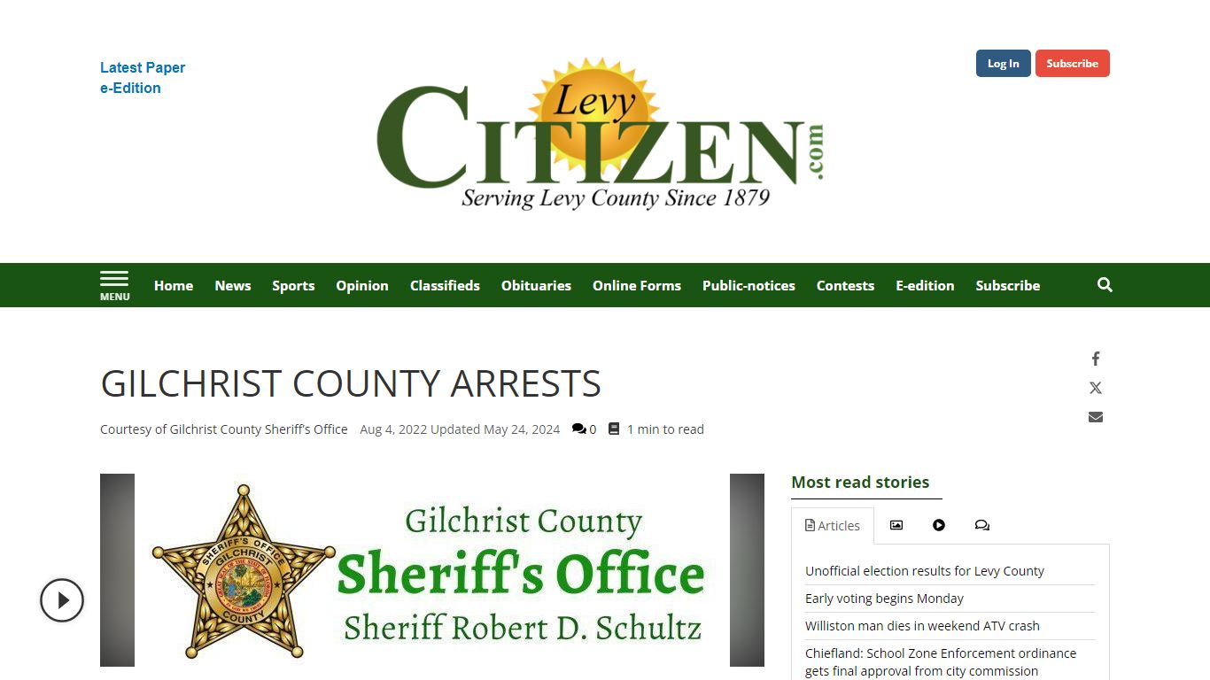 GILCHRIST COUNTY ARRESTS | Arrest Reports | chronicleonline.com