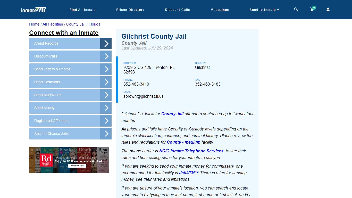 Gilchrist County Jail - Inmate Locator